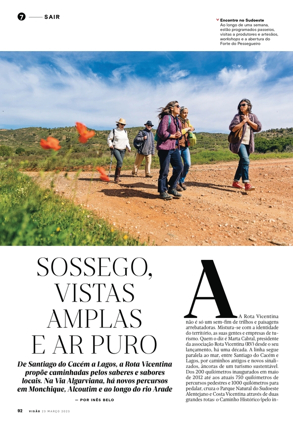 Artigo sobre a Rota Vicentina na revista Visão Se7e