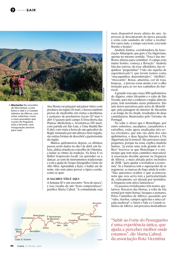 Artigo sobre a Rota Vicentina na revista Visão Se7e